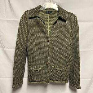 Piazza Sempione Made in Italy Button Front Green Cardigan Sweater Size Small
